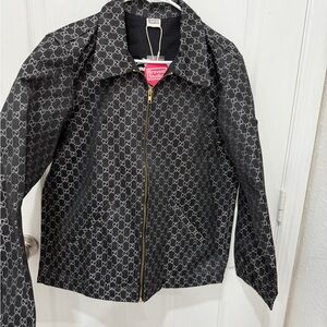 Black Logo-Print Zip Jacket